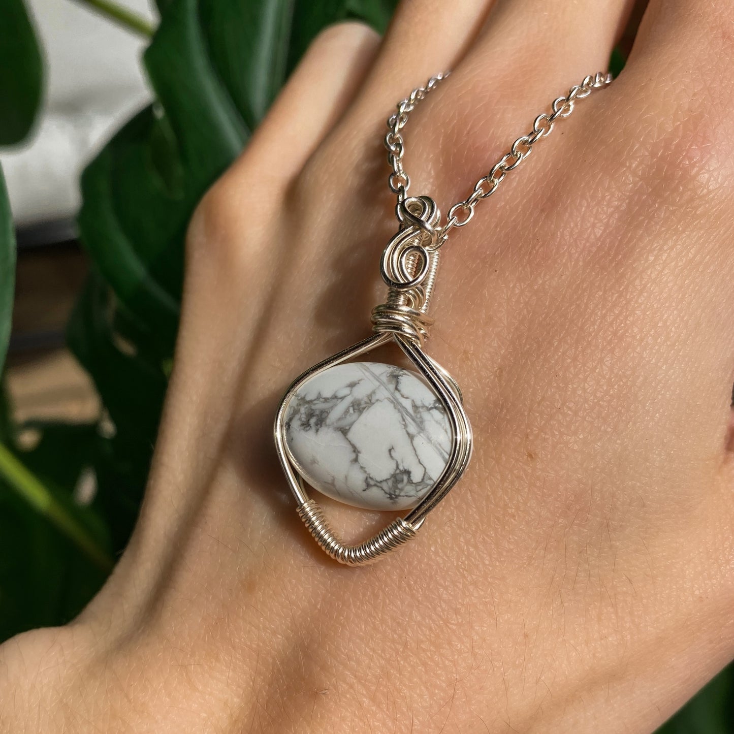 Howlite Silver Pendant