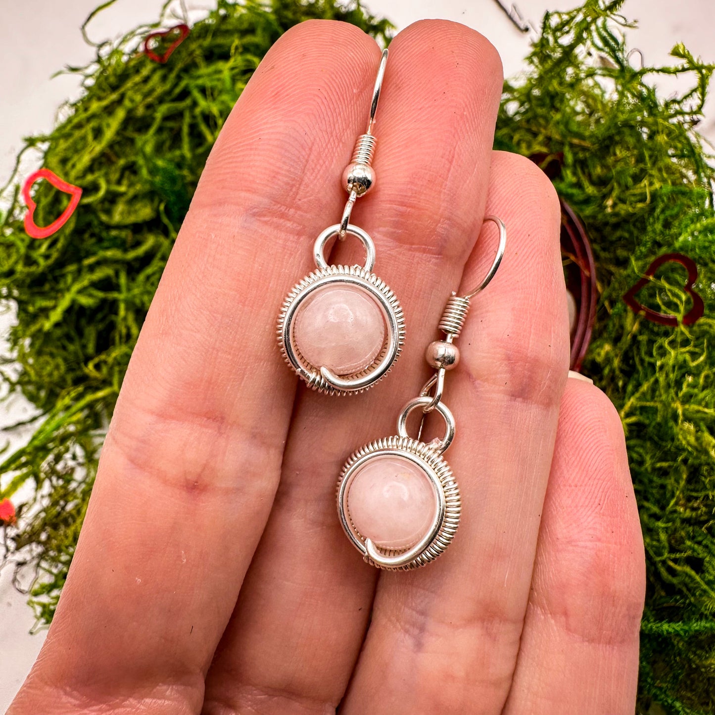 Rose Quartz Mini Heart | Silver