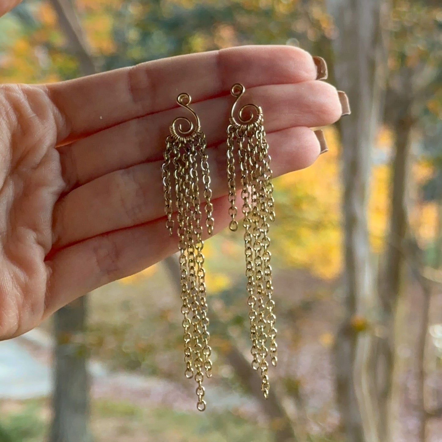 Swirl Chain Earrings | Studs