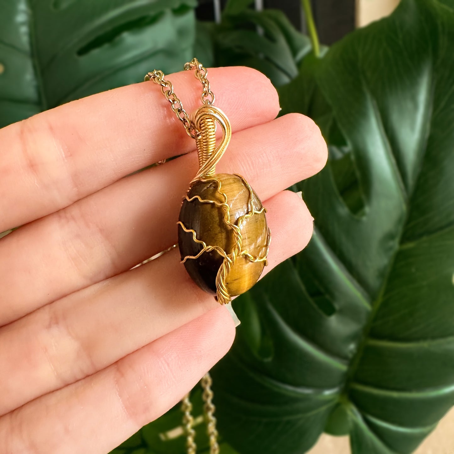 Tigers Eye Tree of Life Pendant