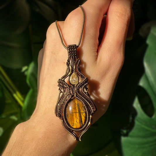 Tigers Eye + Citrine Pendant