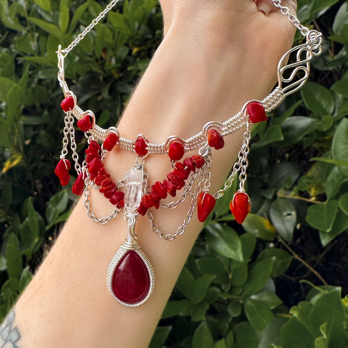 Red Agate Quartz Necklace