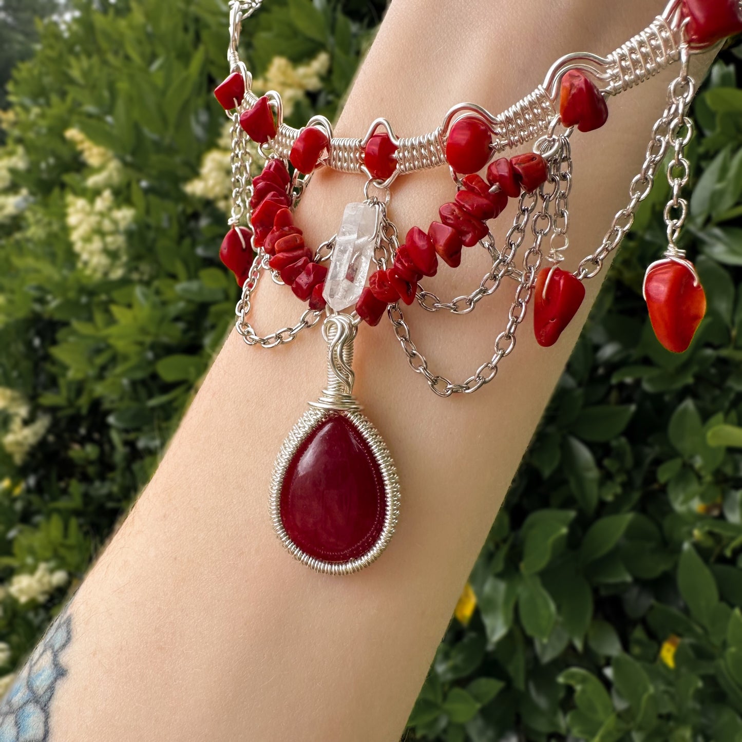 Red Agate Quartz Necklace