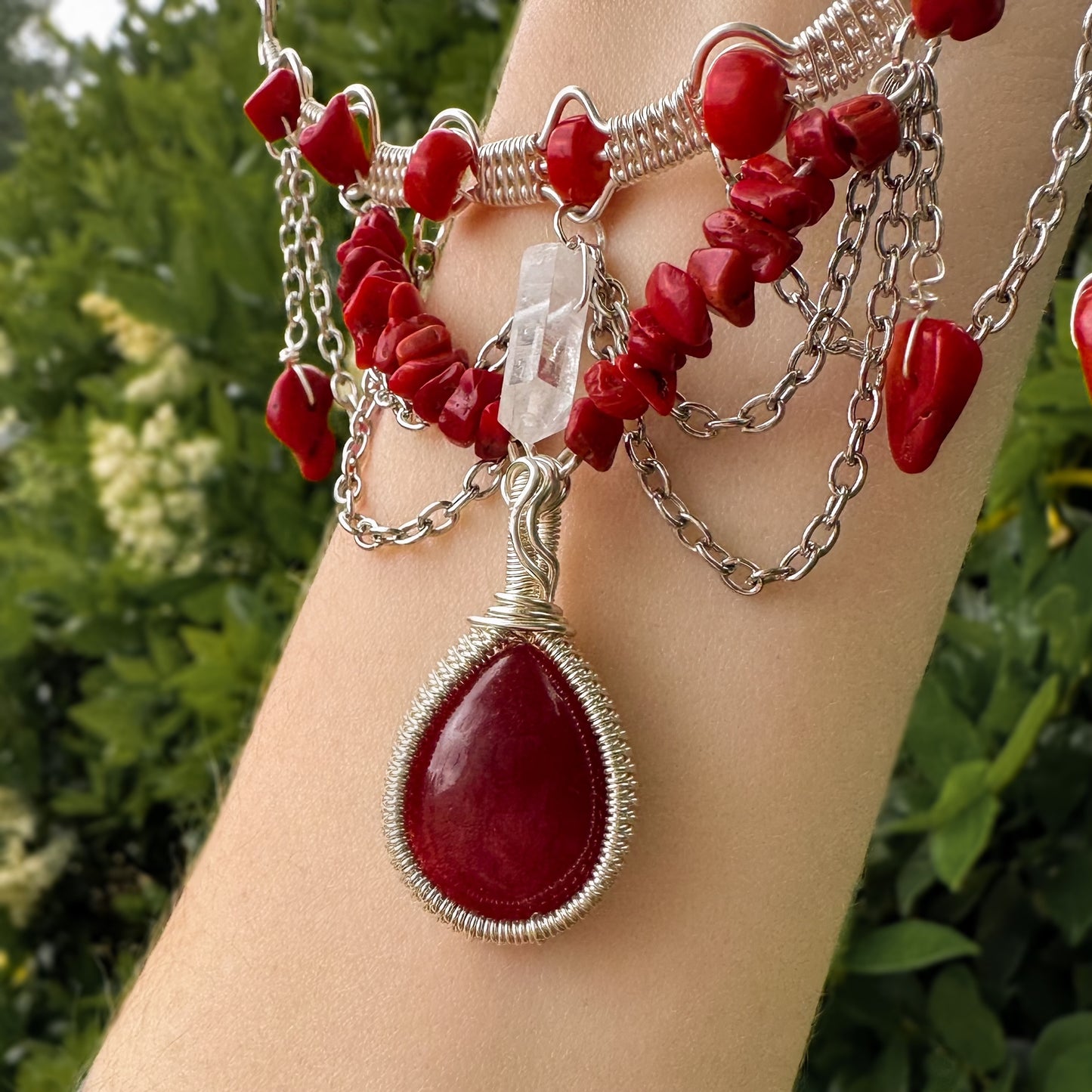 Red Agate Quartz Necklace