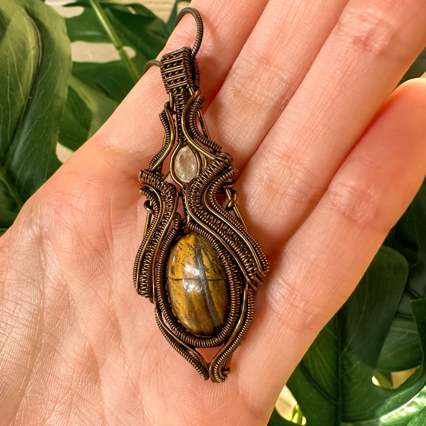 Tigers Eye + Citrine Pendant