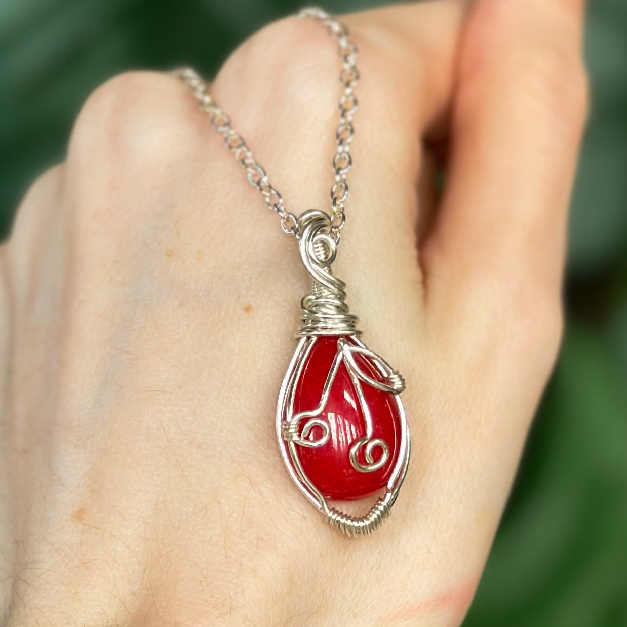 Red Onyx Cherry Pendant