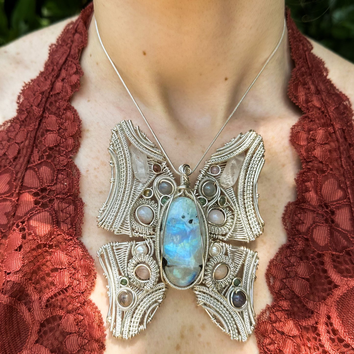 Moonstone Butterfly Pendant