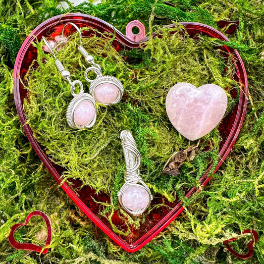Rose Quartz Mini Heart | Silver