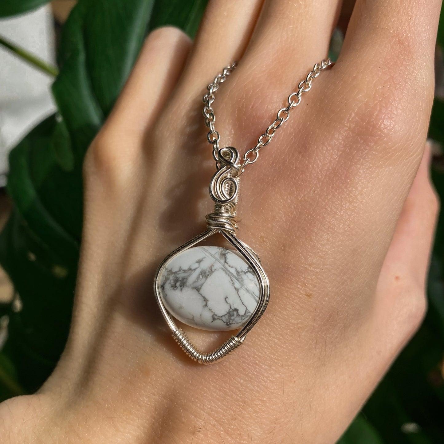 Howlite Silver Pendant