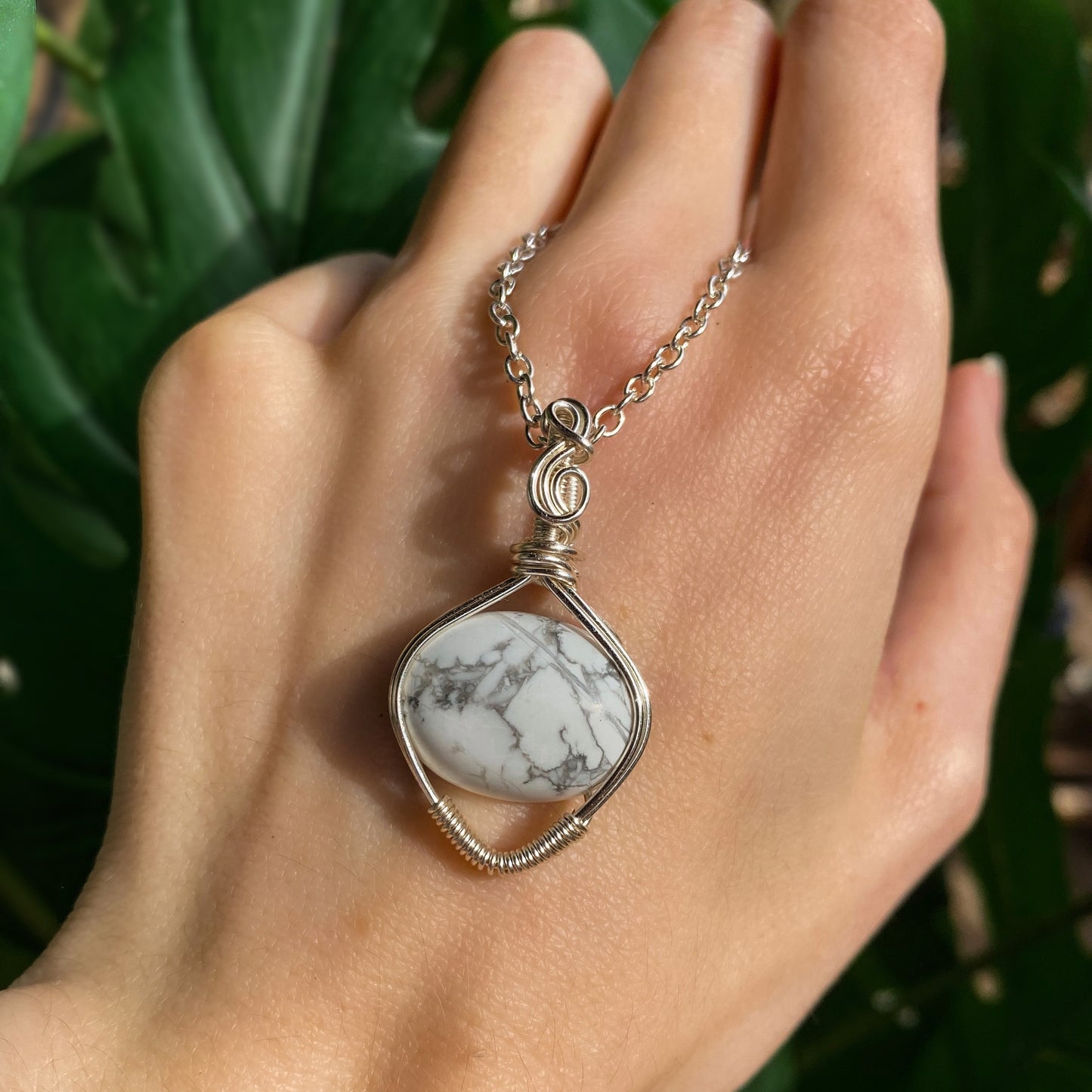 Howlite Silver Pendant