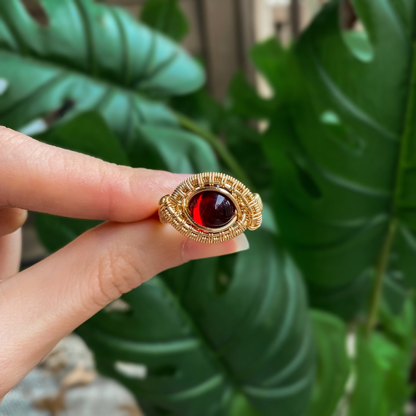 Gold Garnet Ring | Size 8.5