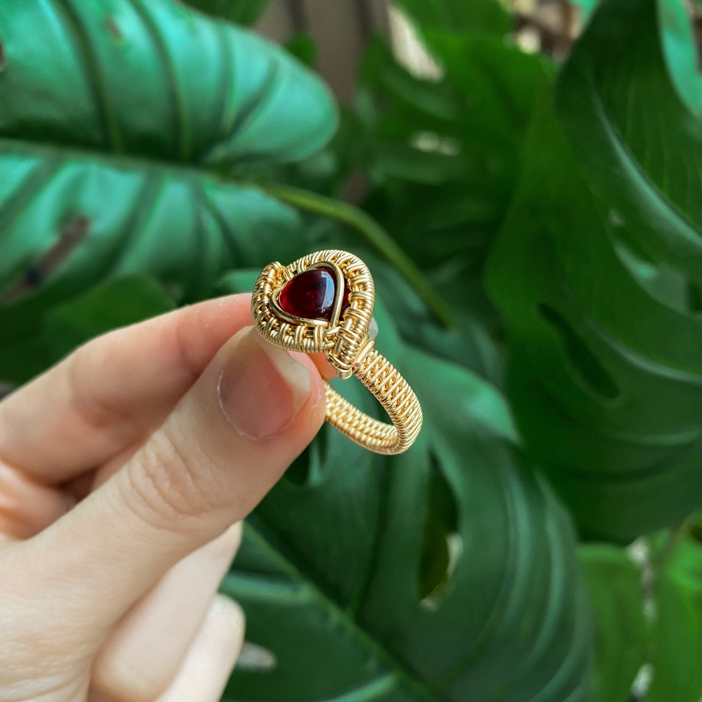 Gold Garnet Ring | Size 8.5