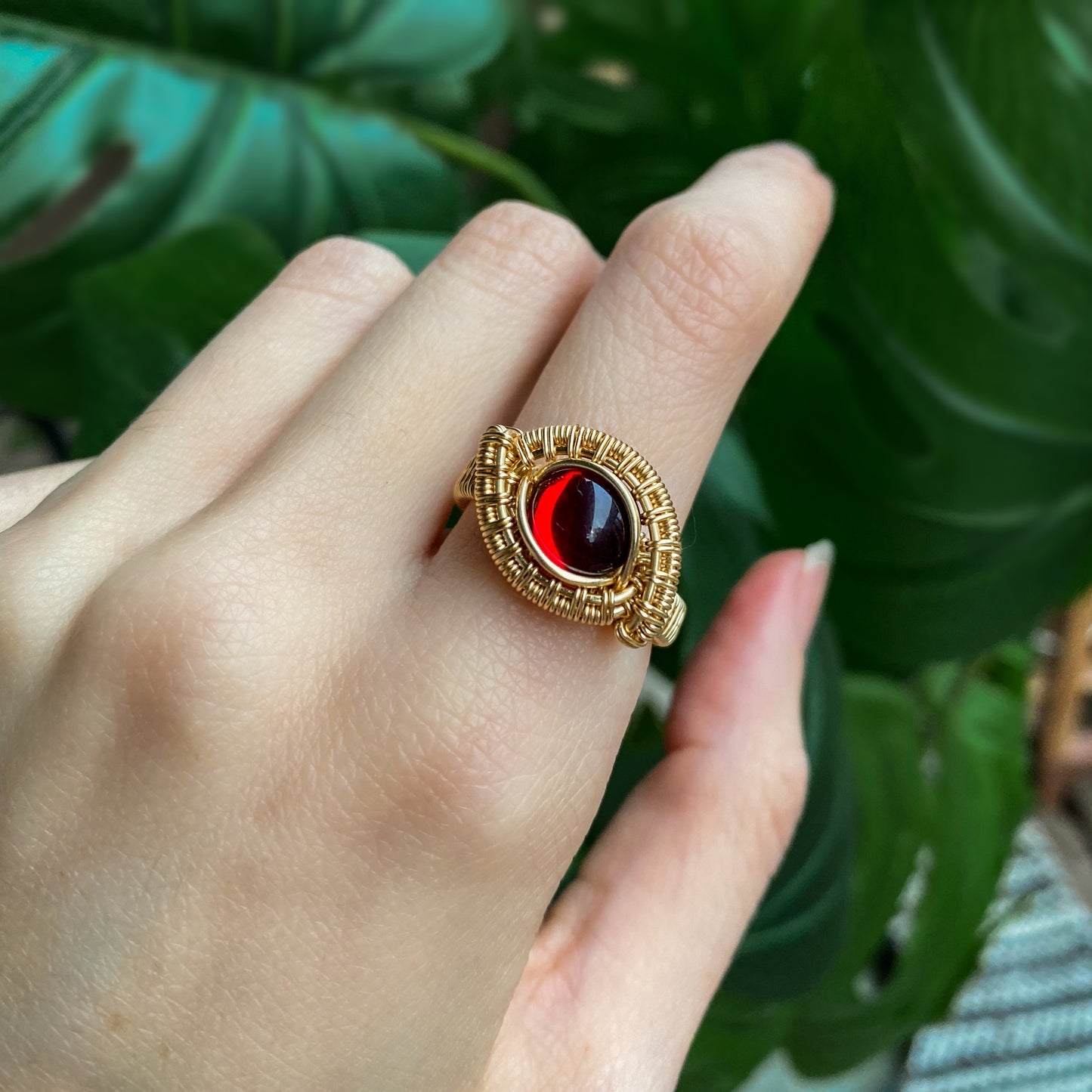 Gold Garnet Ring | Size 8.5