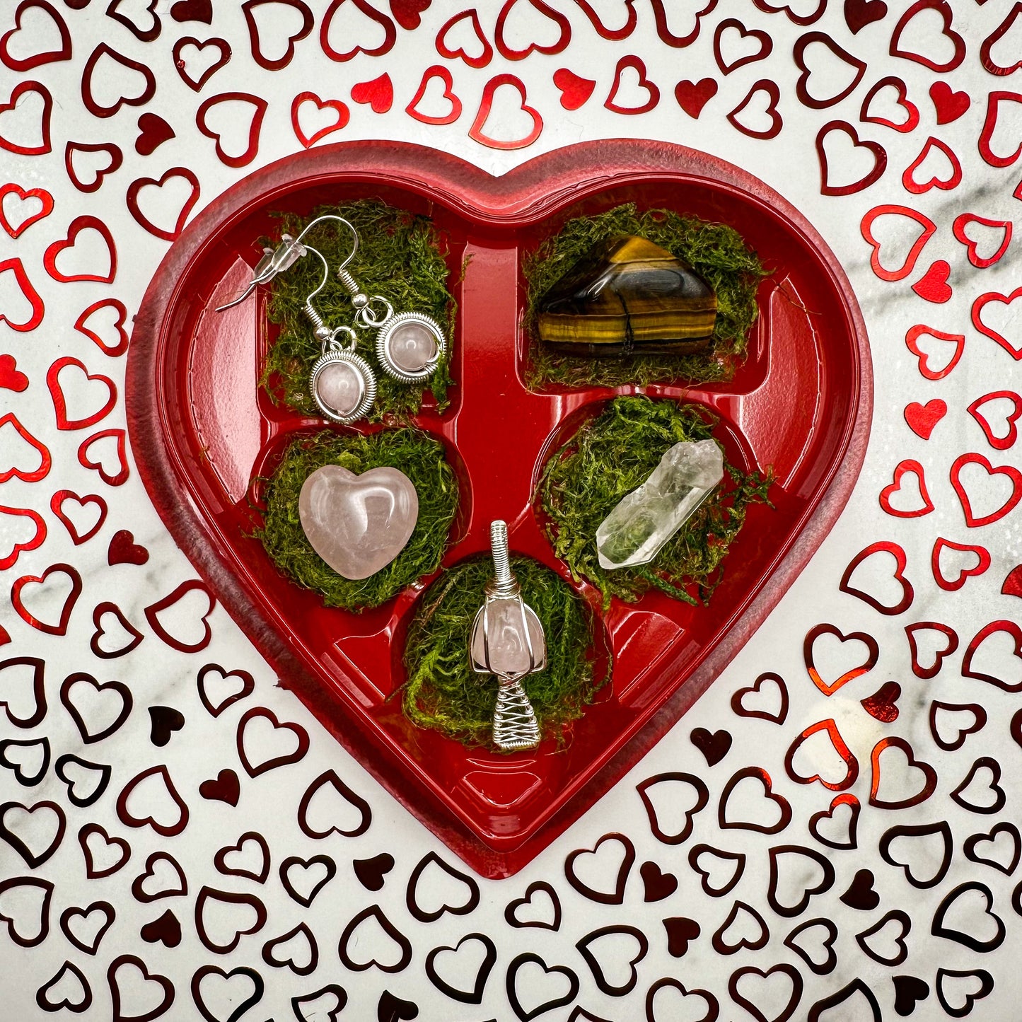 Rose Quartz Mushroom Heart Box