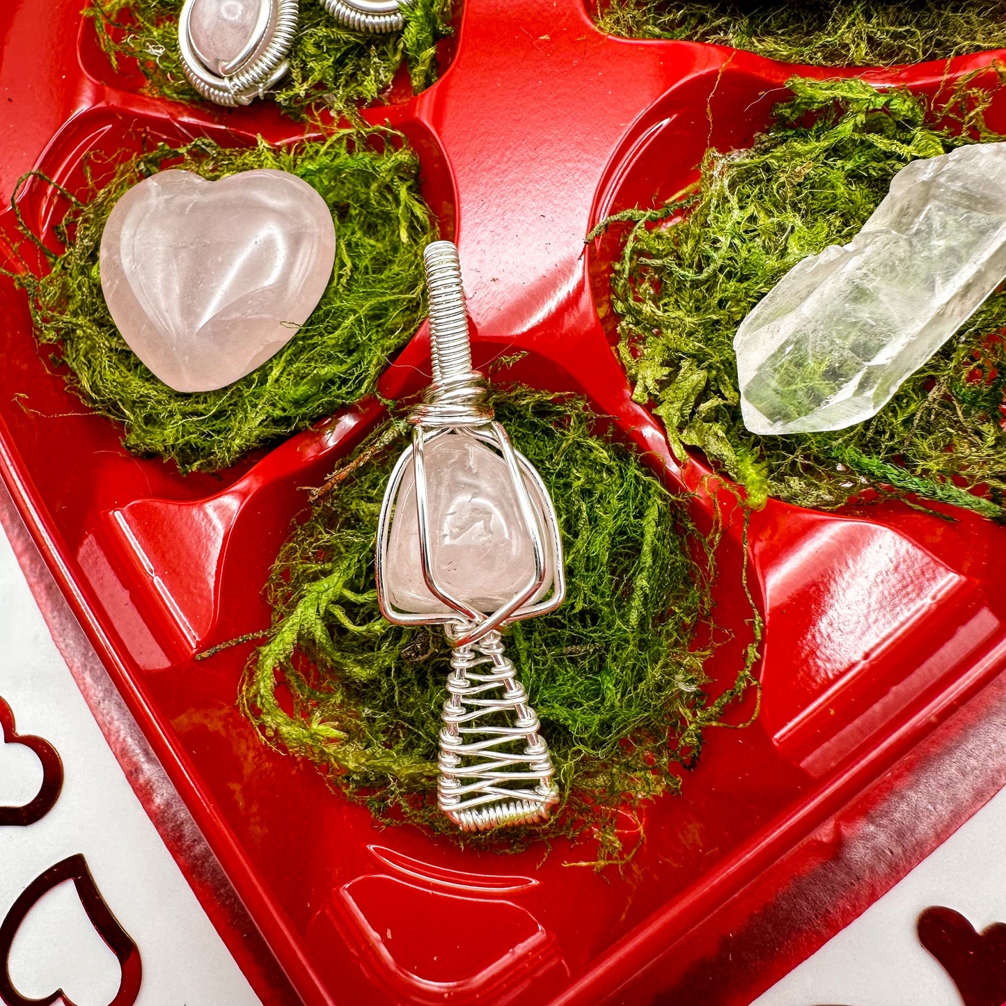 Rose Quartz Mushroom Heart Box