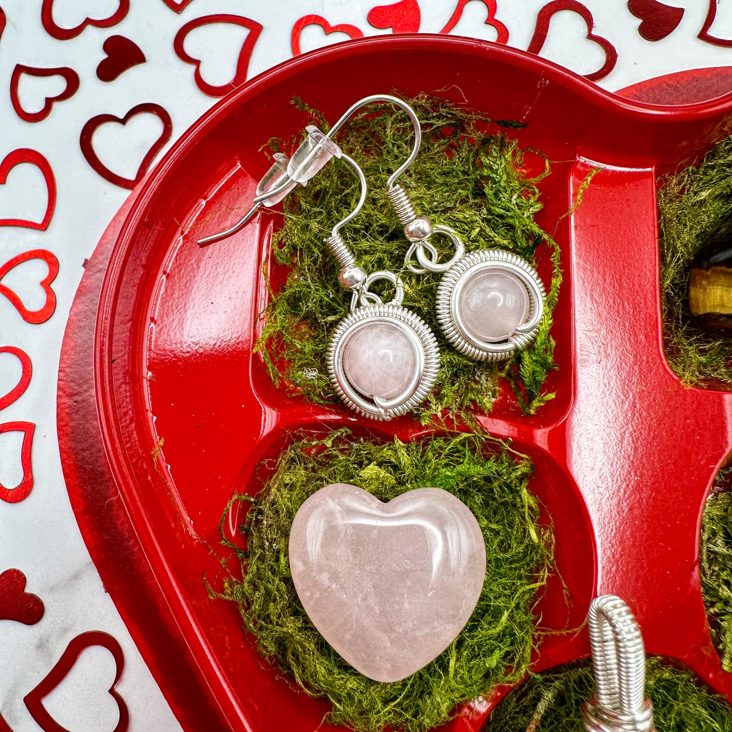 Rose Quartz Mushroom Heart Box