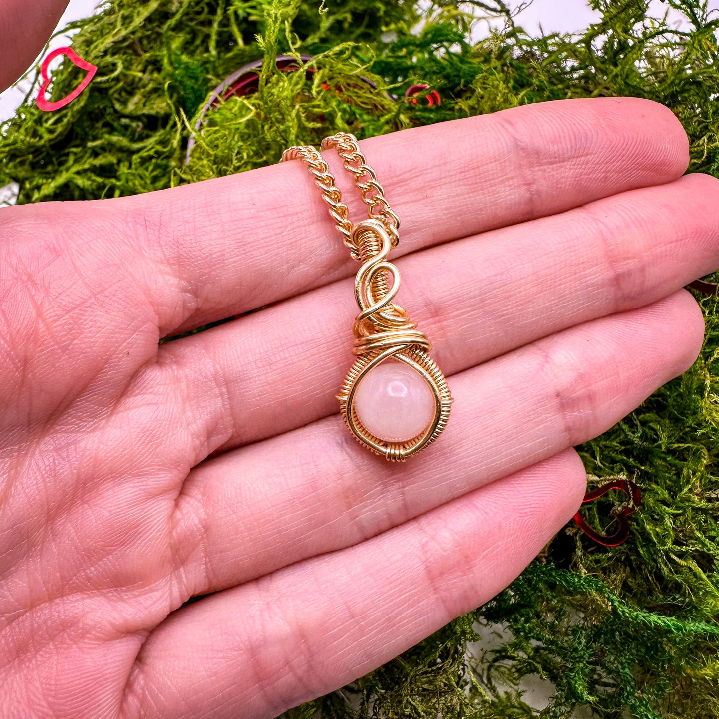 Rose Quartz Mini Heart | Gold