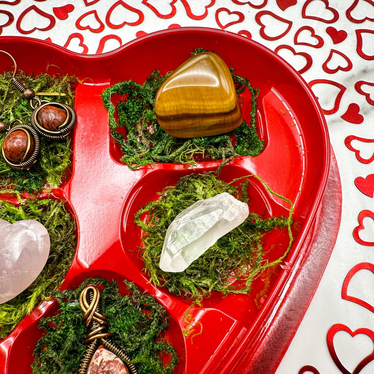 Rhodonite Heart Box | Antique Brass