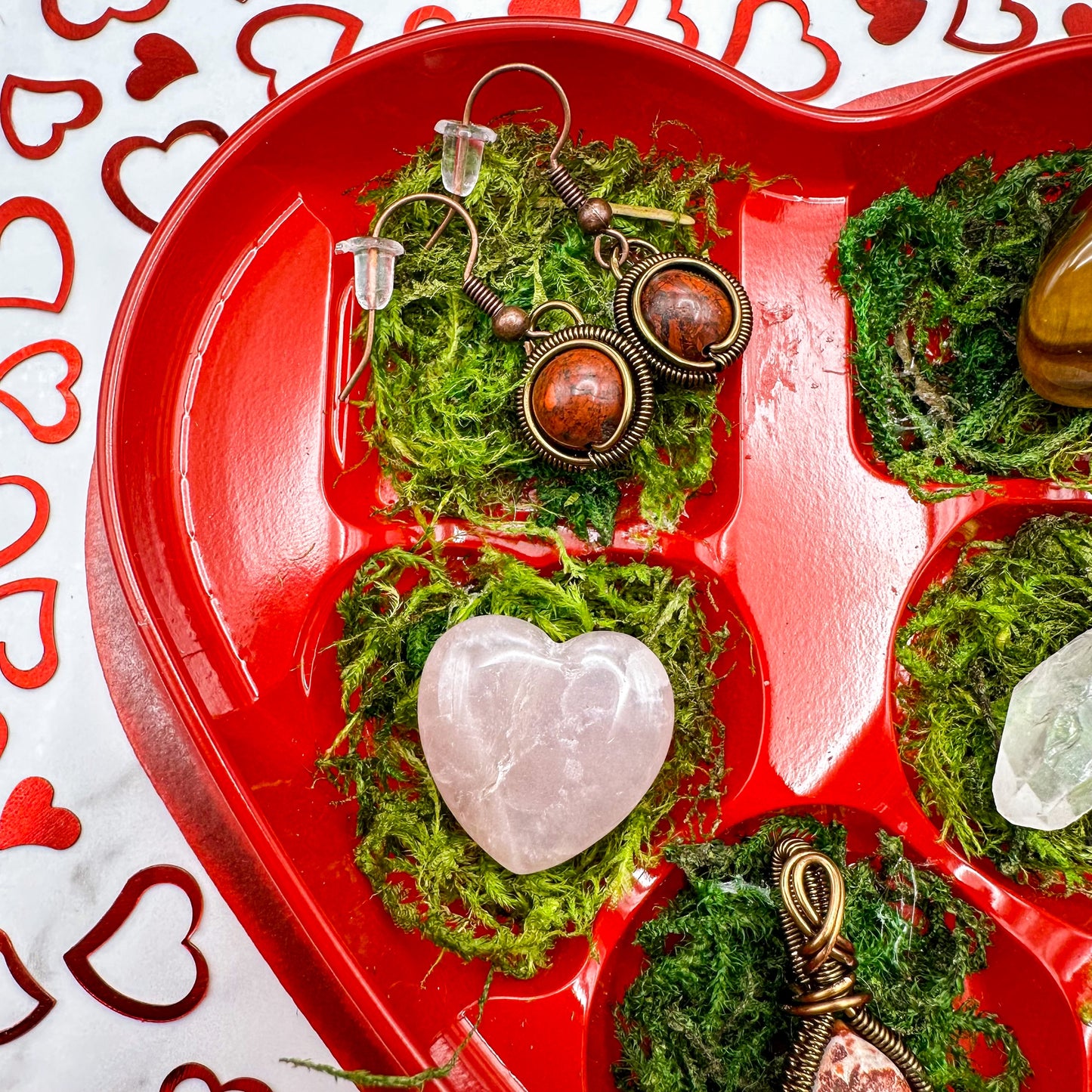 Rhodonite Heart Box | Antique Brass