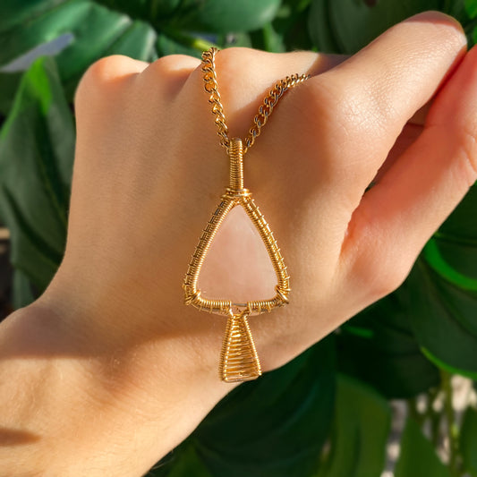 Rose Quartz Mushroom Necklace